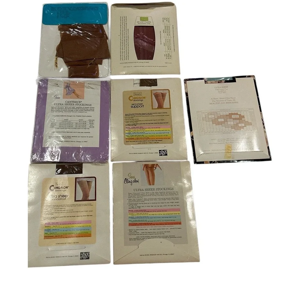 VTG Pantyhose Sheer Cling‎ Along Tights Lot of 7 Various Colors & Sizes